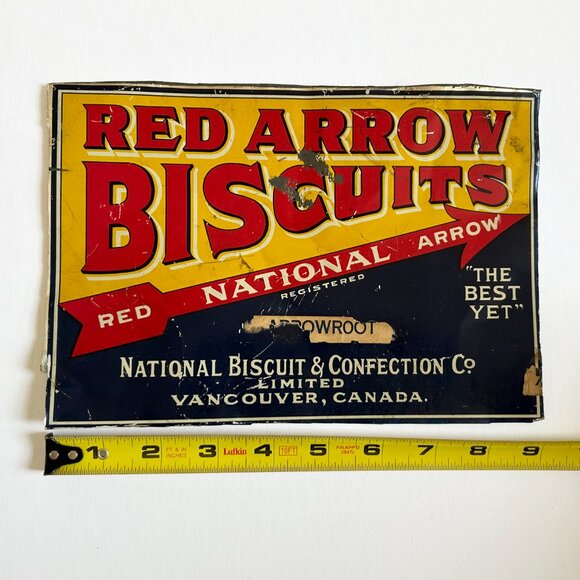 Vintage Red Arrow Biscuit Tin Sign - Picture 3 of 4